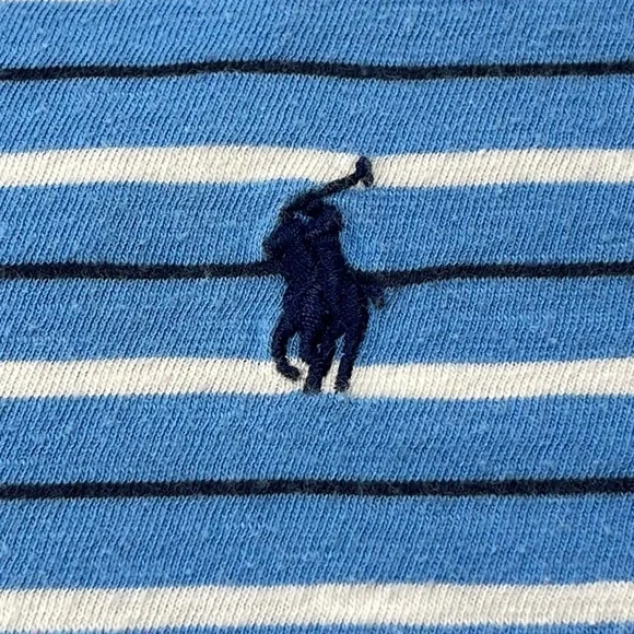 Polo Ralph Lauren Shirt Boys Large 14-16 Blue Stripe Short Sleeve Crewneck Shirt - Picture 6 of 9